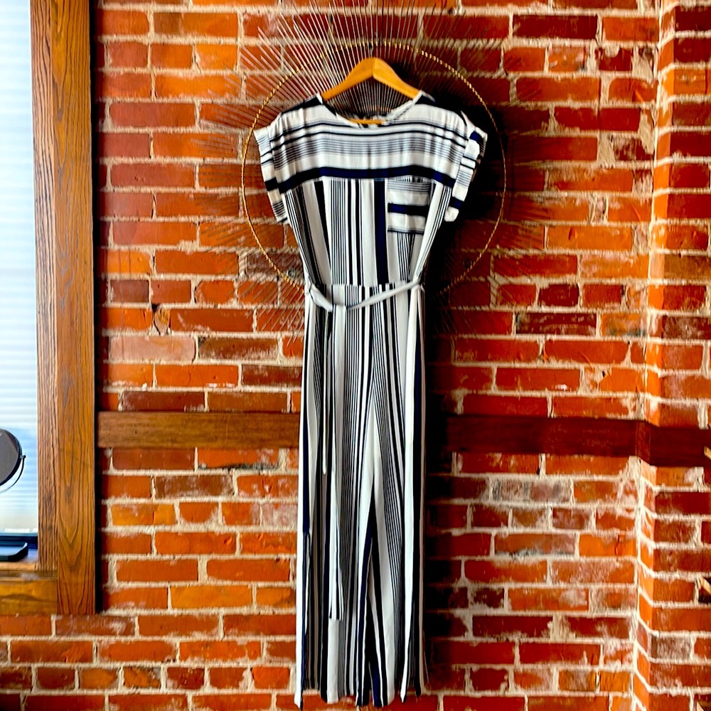 Monteau Navy/White Wide Leg Romper